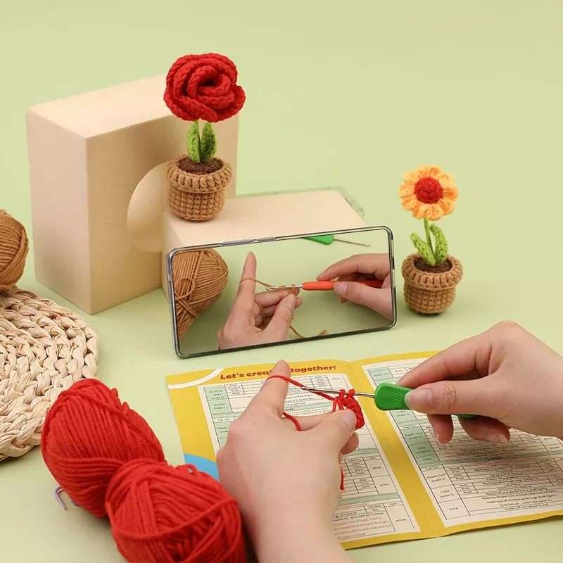 6-Piece Crochet Flower Kit for Beginners with Video Tutorial
