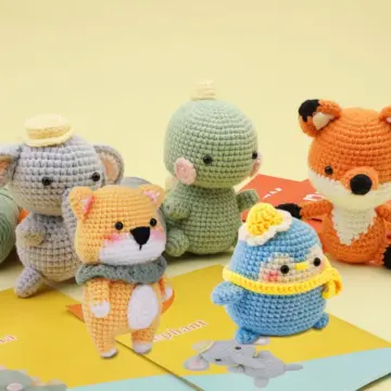 DIY Crochet Animal Kit for Beginners with Yarn, Needles, and Plush Doll Accessories