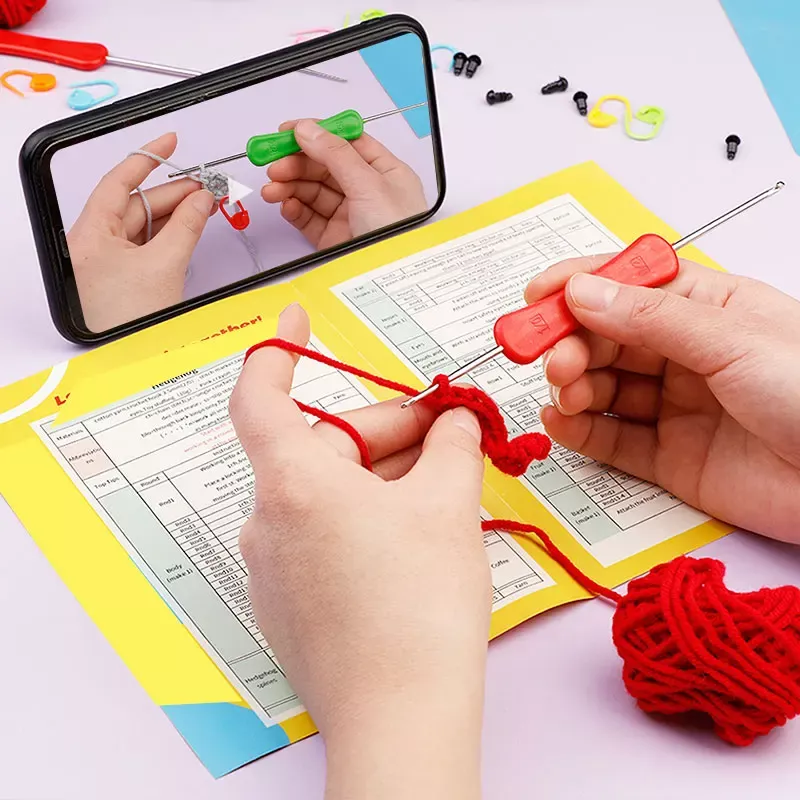 DIY Crochet Animal Kit for Beginners with Yarn, Needles, and Plush Doll Accessories - Image 6