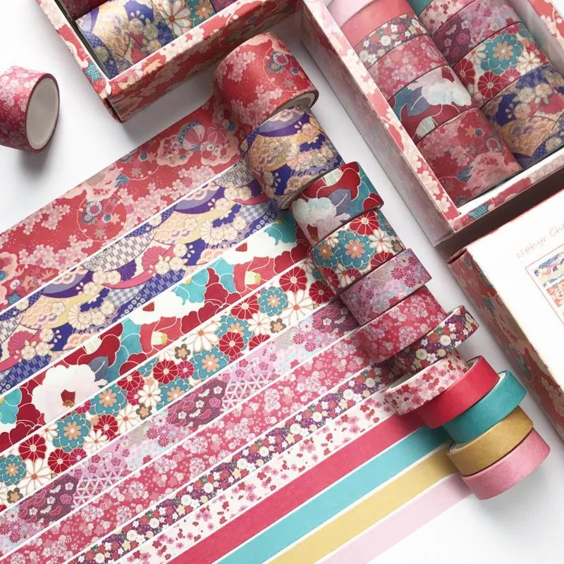 12-Piece Vintage Chinese Palace Washi Tape Set - DIY Scrapbooking, Journals, Masking & Decorative Adhesive Tape