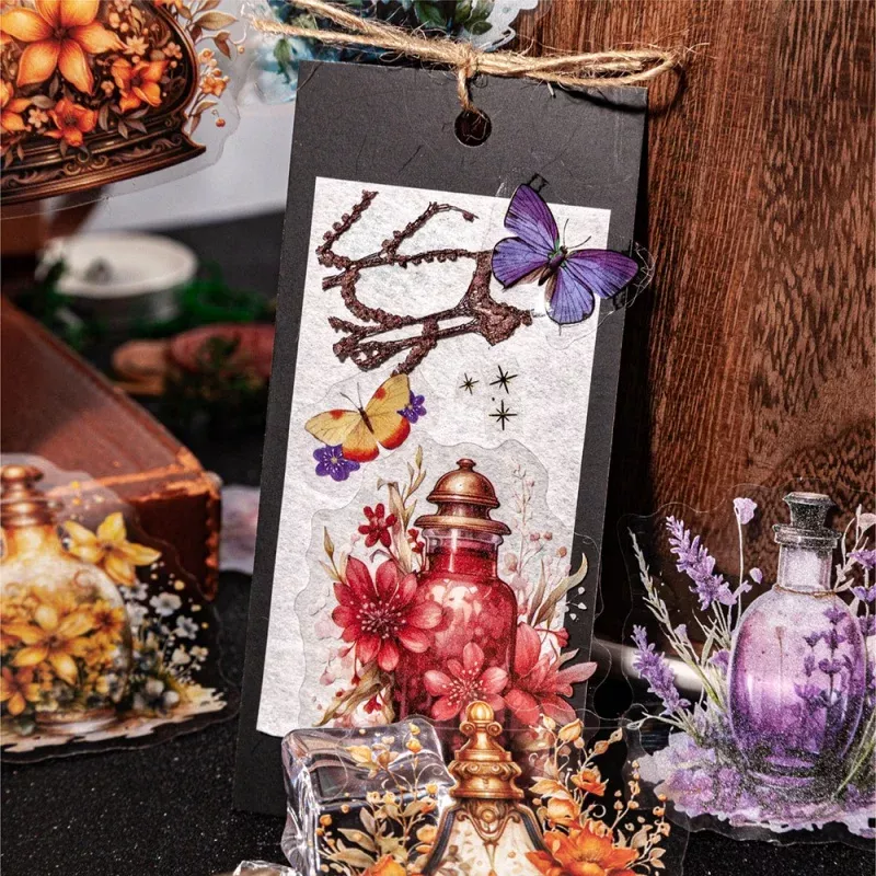 Vintage Bottle Sticker Pack - 6 Styles, 20-Piece PET Scrapbook Decoration Set - Image 6