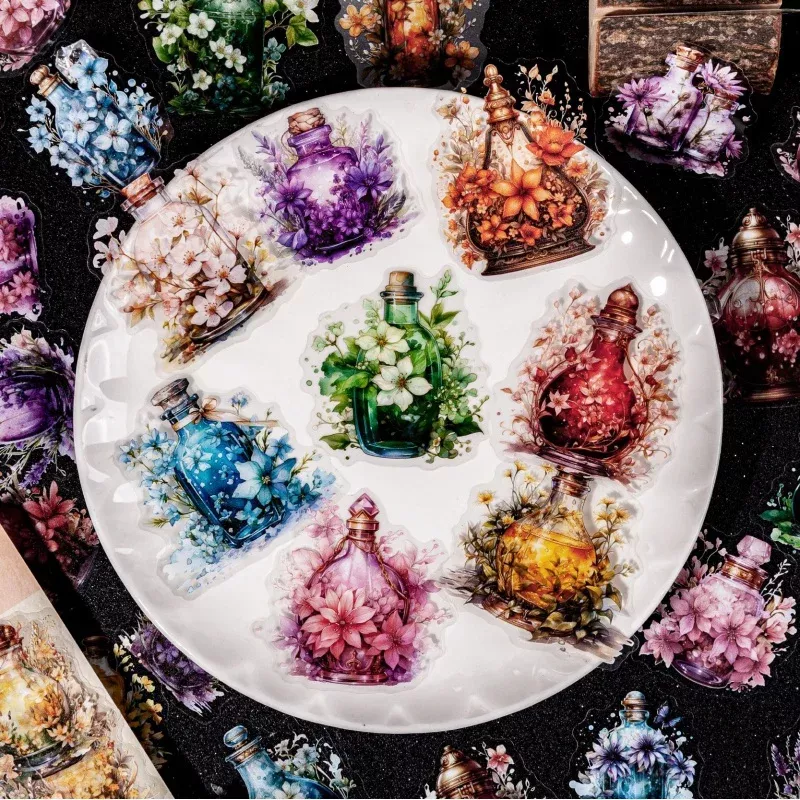 Vintage Bottle Sticker Pack - 6 Styles, 20-Piece PET Scrapbook Decoration Set - Image 4