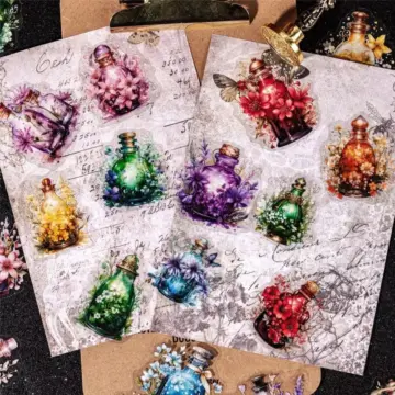 Vintage Bottle Sticker Pack - 6 Styles, 20-Piece PET Scrapbook Decoration Set