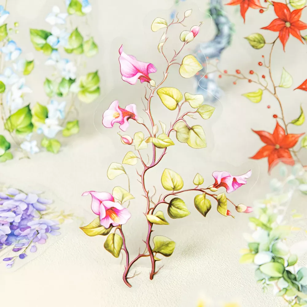 6 Styles PET Waterproof Climbing Vine Flower Stickers - Image 4