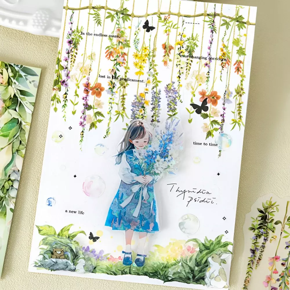 6 Styles PET Waterproof Climbing Vine Flower Stickers - Image 2