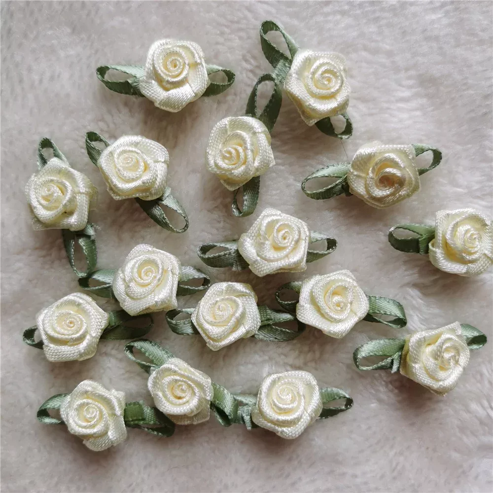 100PCS Mini Satin Ribbon Rose Appliques - Image 4