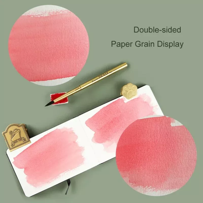 Portable PU Leather Watercolor Notebook - 300g, Coarse Grain, Wood Pulp Paper - Image 4