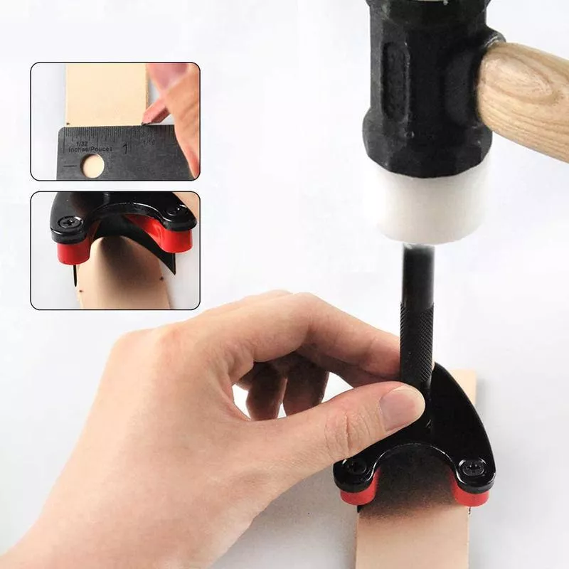 Leather Belt End Cutter Punch Set - Sharp 'V' Shaped Cutting Kit for Leather Belts - Image 4