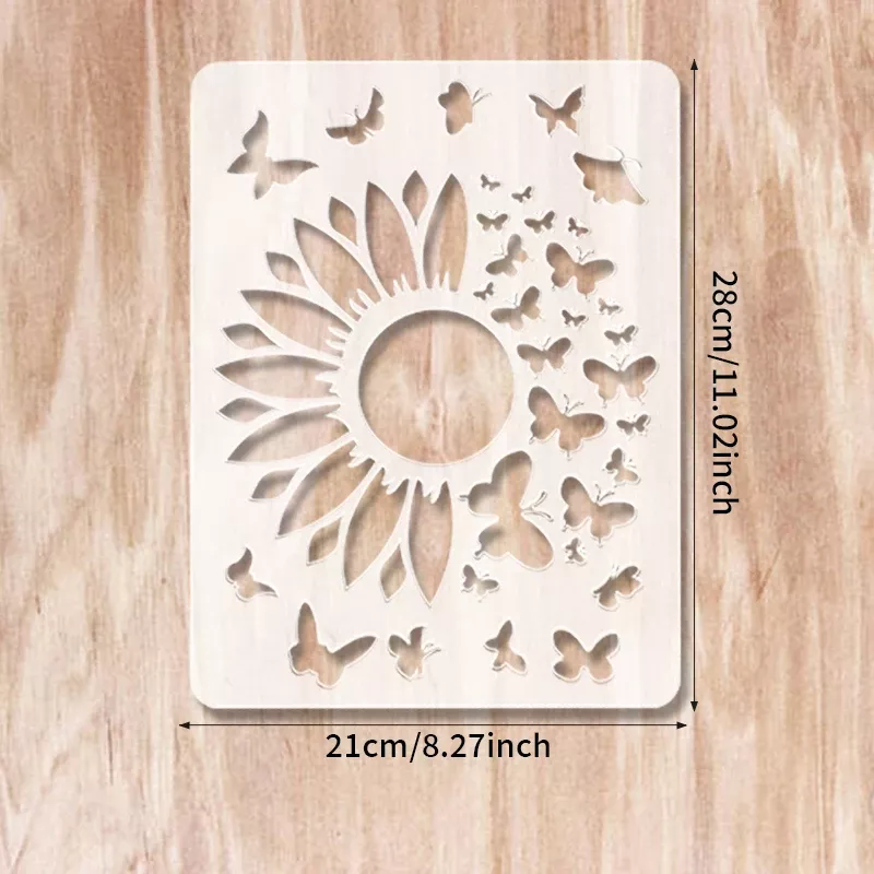 11pcs Sunflower Hollow Pattern Painting Stencils for Creative Crafts - Image 6