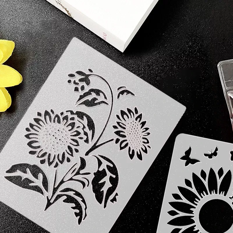 11pcs Sunflower Hollow Pattern Painting Stencils for Creative Crafts