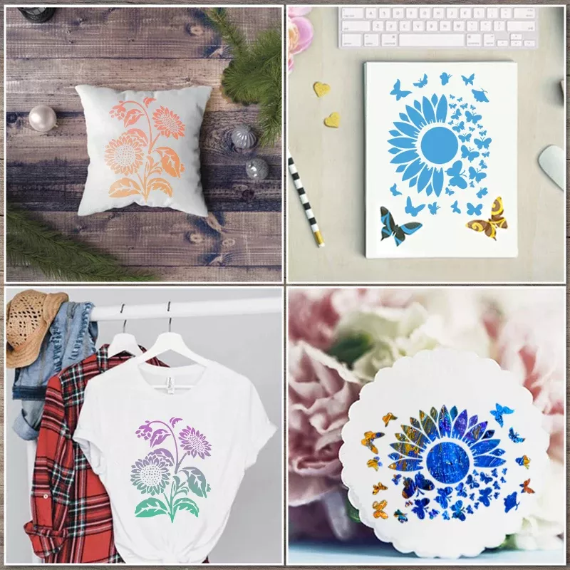 11pcs Sunflower Hollow Pattern Painting Stencils for Creative Crafts - Image 7