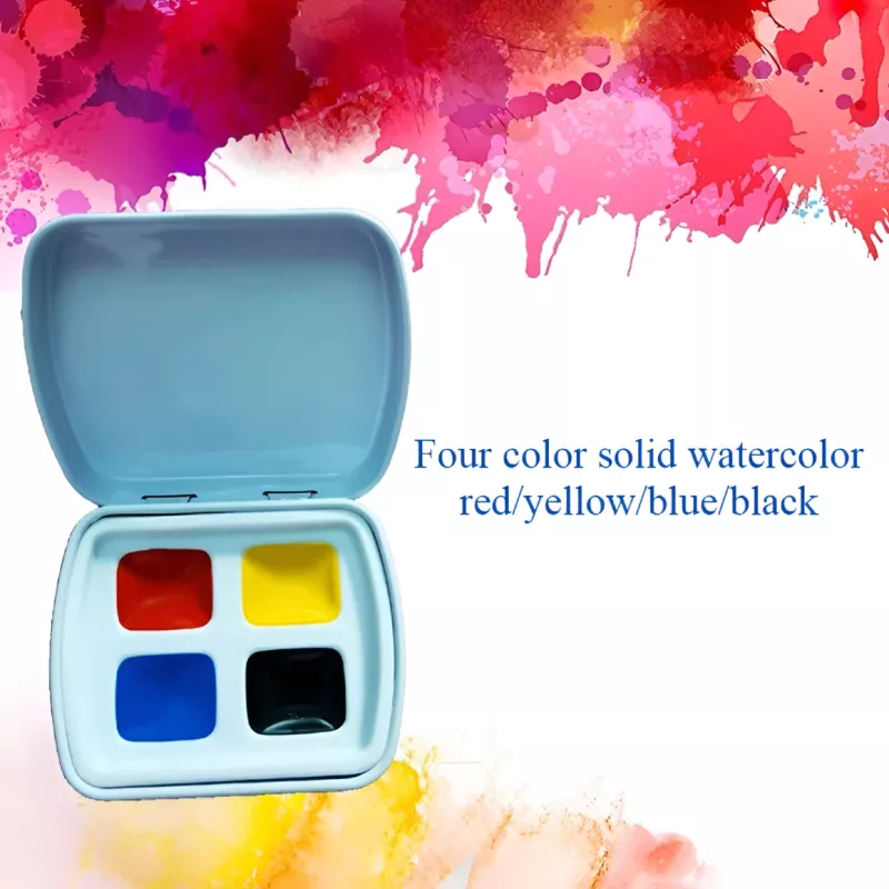 4-Color Solid Watercolor Paint Set - Image 2