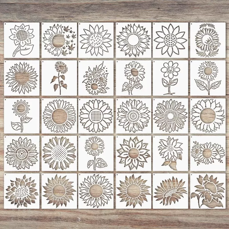30pcs Sunflower Hollow Templates for Creative DIY Painting - Image 6
