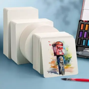 50 Sheets of Square & Round Watercolor Paper for Artists
