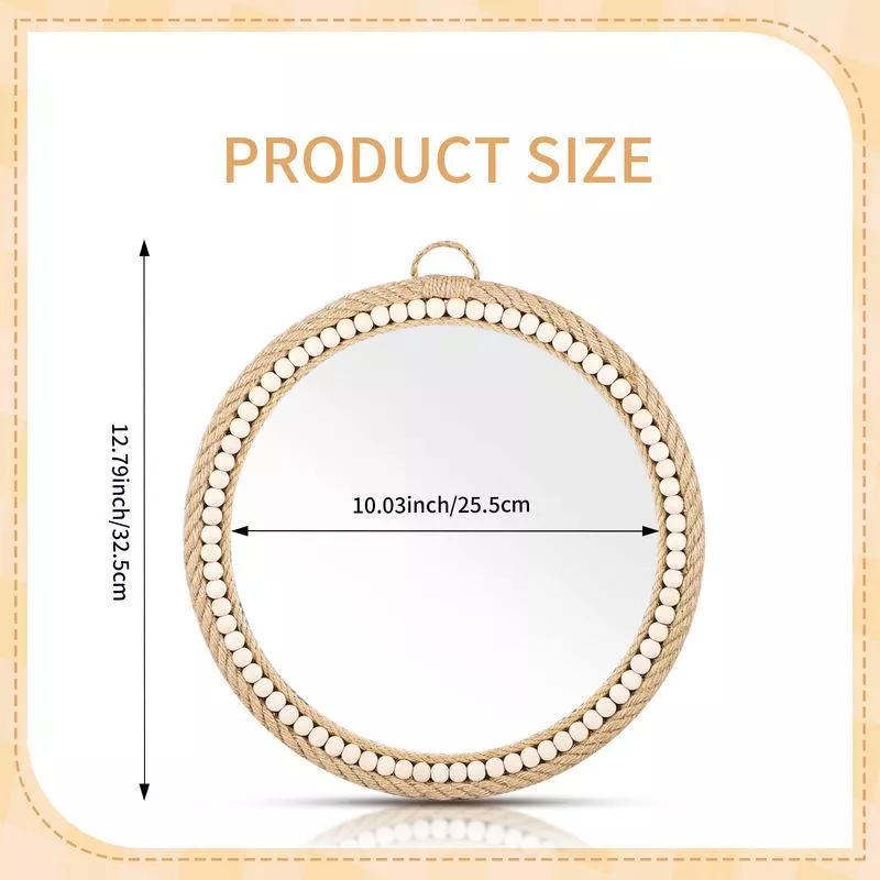 Hand-Woven Nordic Decorative Hanging Mirror with Hemp Rope - Image 6