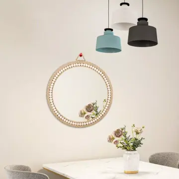 Hand-Woven Nordic Decorative Hanging Mirror with Hemp Rope