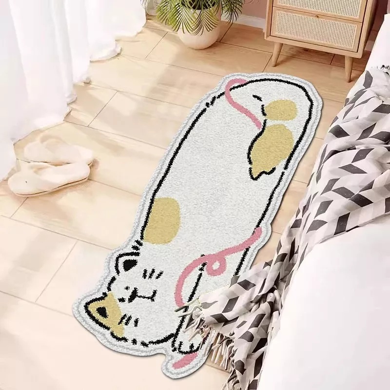 Cartoon Cat Plush Bedside Rug - Image 4