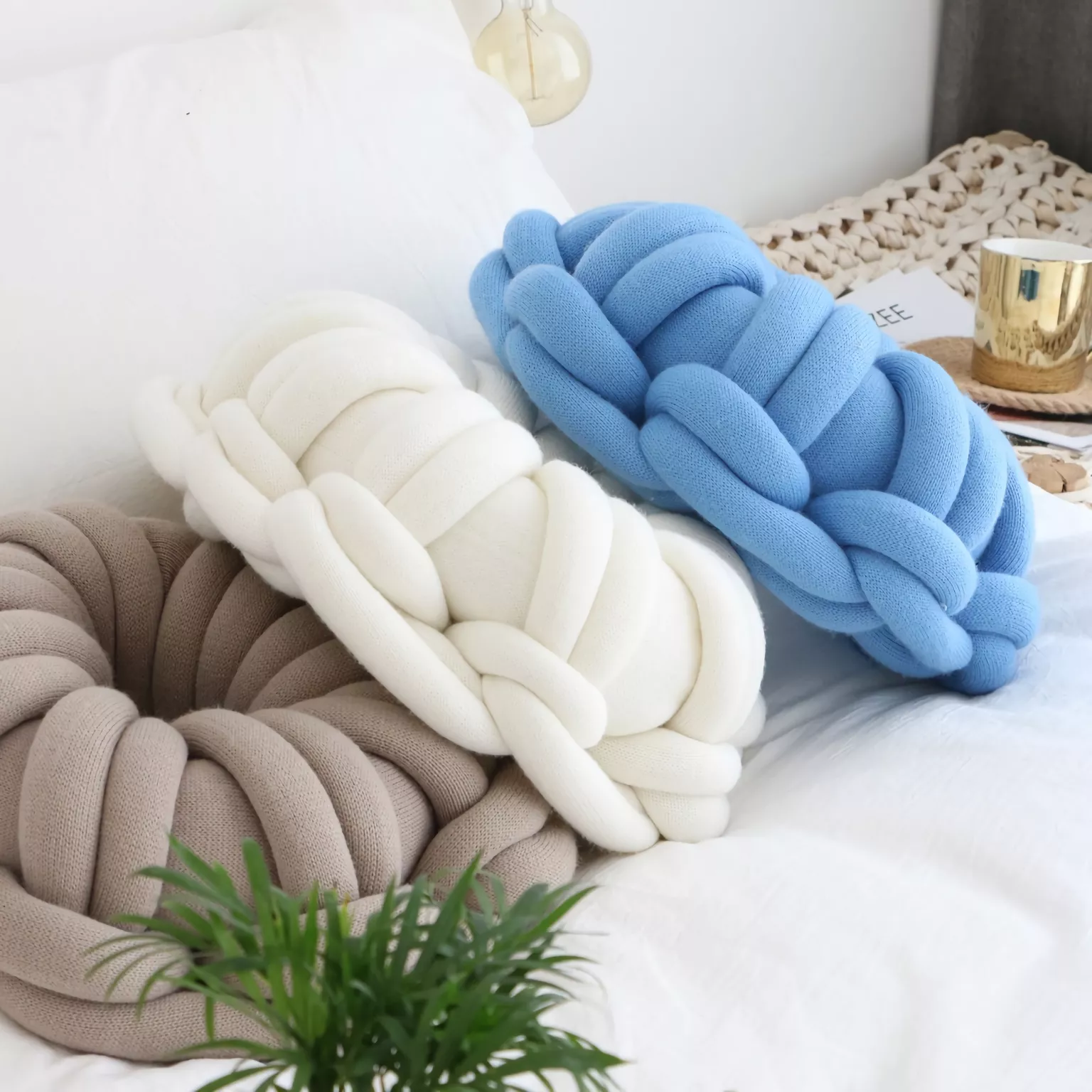 DIY Chunky Yarn Hand-Knot Round Cushion – Cozy Decorative Seat & Back Support - Image 6
