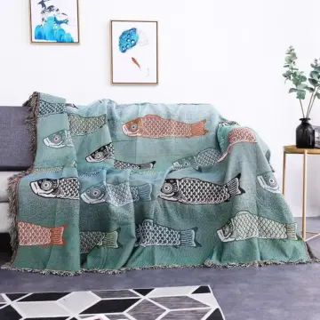 Modern Koi Fish Pattern Throw Blanket - Soft, Stylish, and Dust-Proof