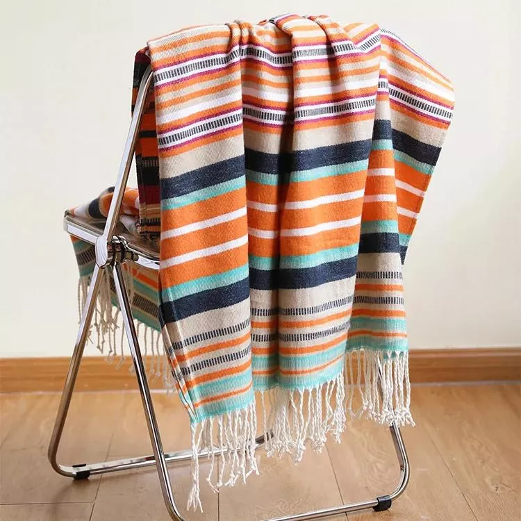 Colorful Bohemian Striped Throw Blanket - Soft, Comfy, Versatile for Summer - Image 2