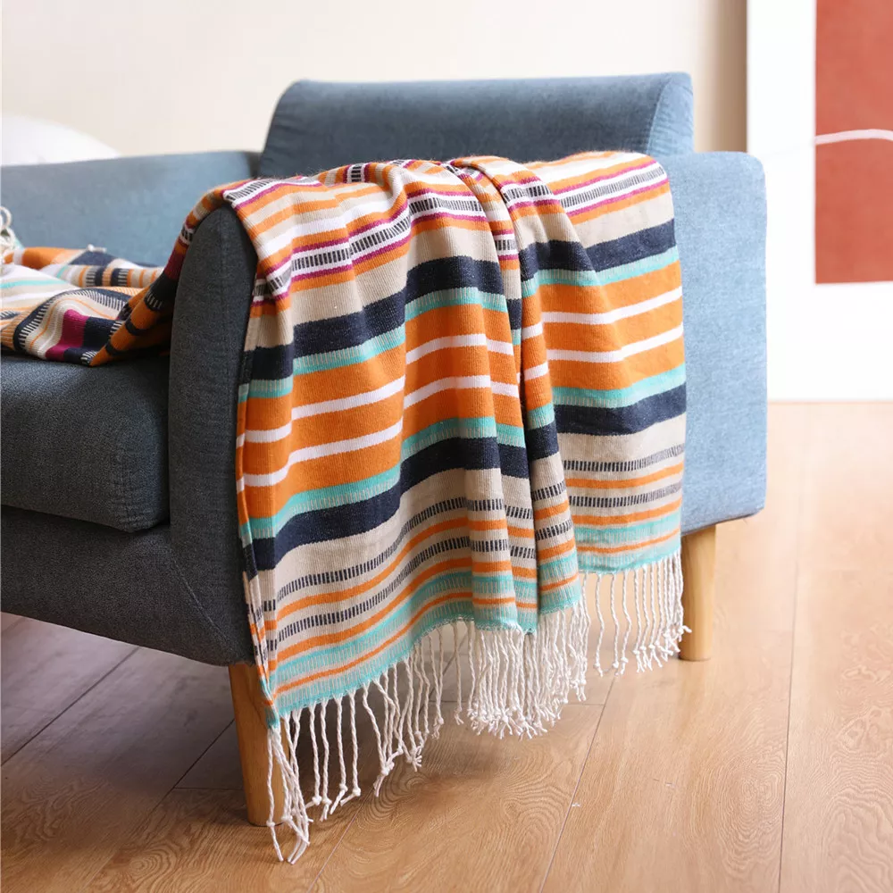 Colorful Bohemian Striped Throw Blanket - Soft, Comfy, Versatile for Summer - Image 3