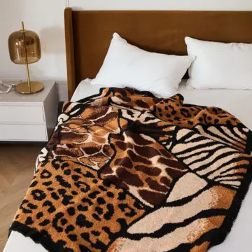 Jungle Animal Plush Knit Throw Blanket