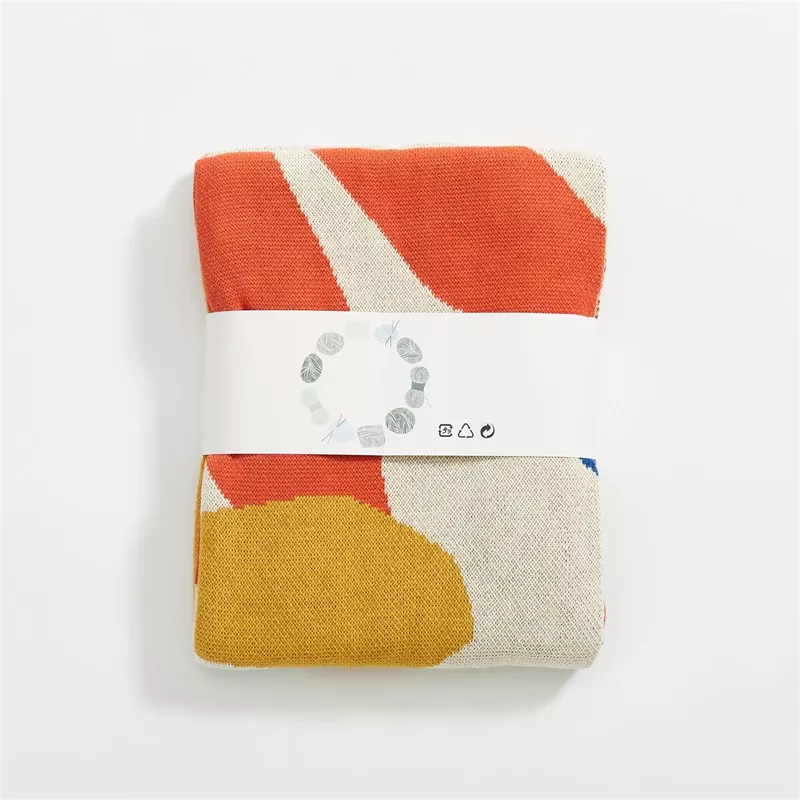 Soft Cotton Leaves Green and Orange Throw Blanke - Image 5