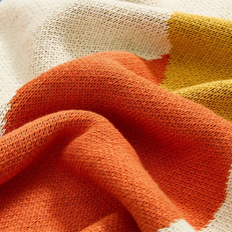 Soft Cotton Leaves Green and Orange Throw Blanke - Image 6