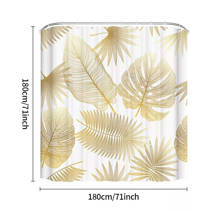 Elegant Tropical Leaf Shower Curtain Set - Image 6