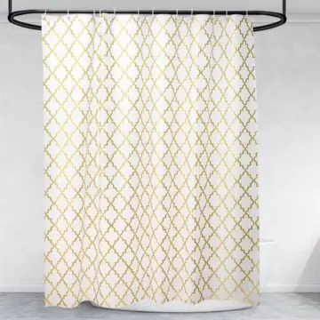 Waterproof Geometric Shower Curtain with Quick-Dry Fabric and Hooks