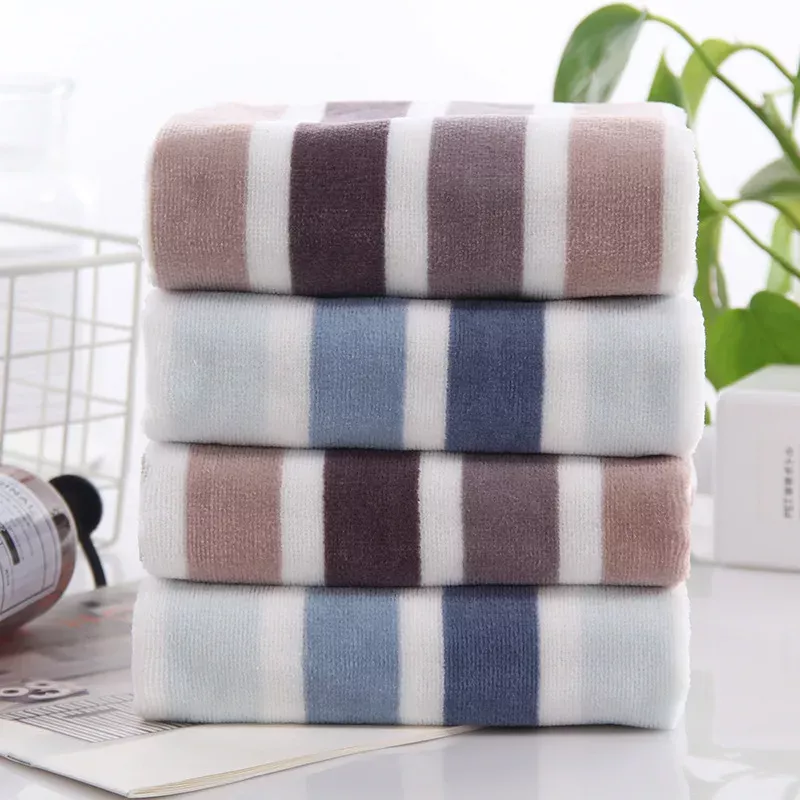2-Piece Striped 100% Cotton Face Towel Set - Image 2
