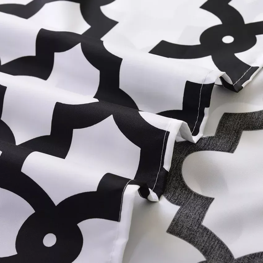 Geometric Black and White Waterproof Shower Curtain with Hooks - Image 4