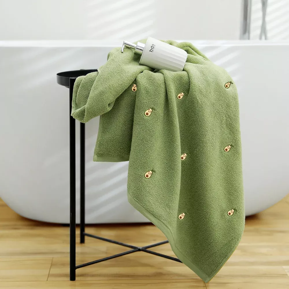 Avocado Embroidered Cotton Face Towel - Image 3