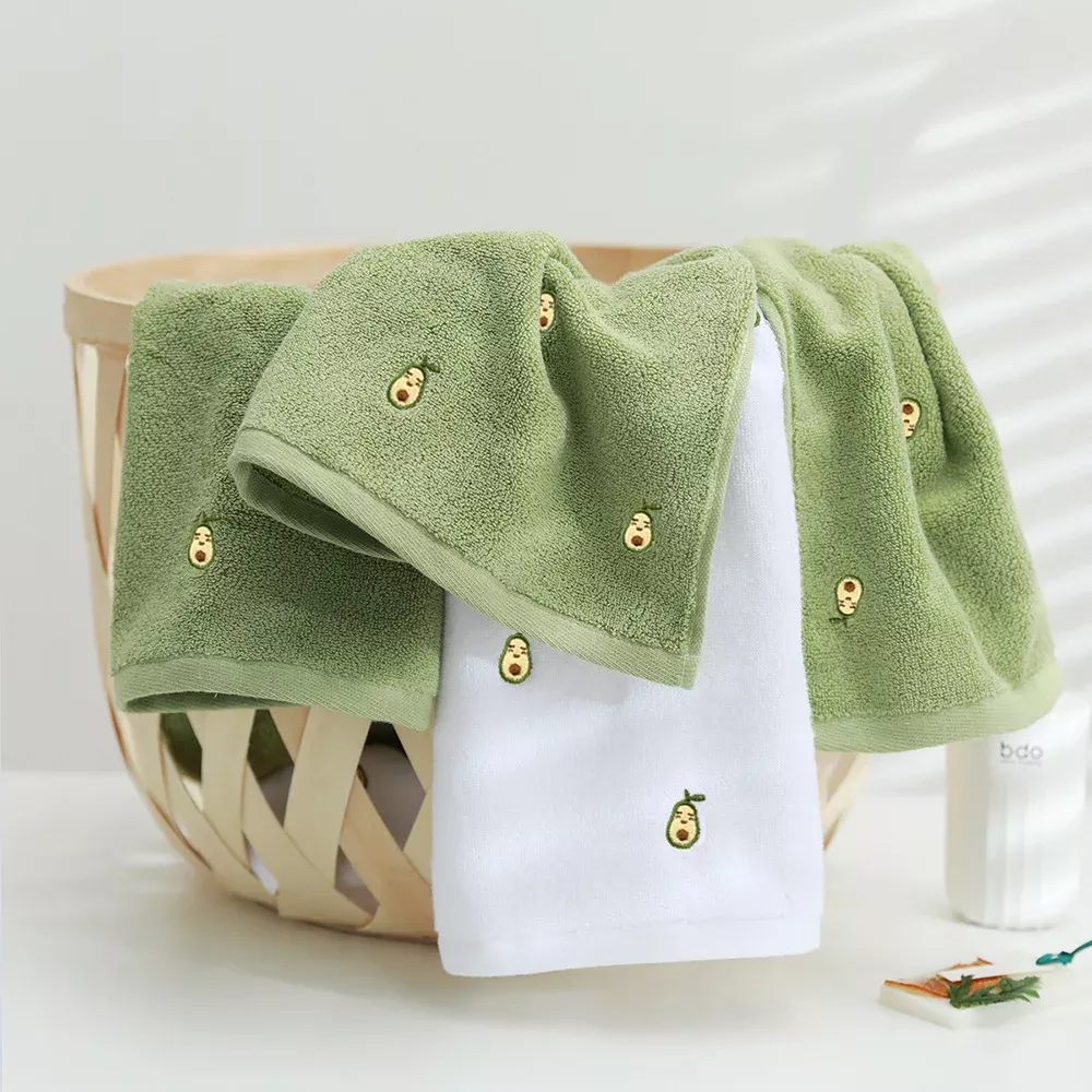 Avocado Embroidered Cotton Face Towel - Image 4