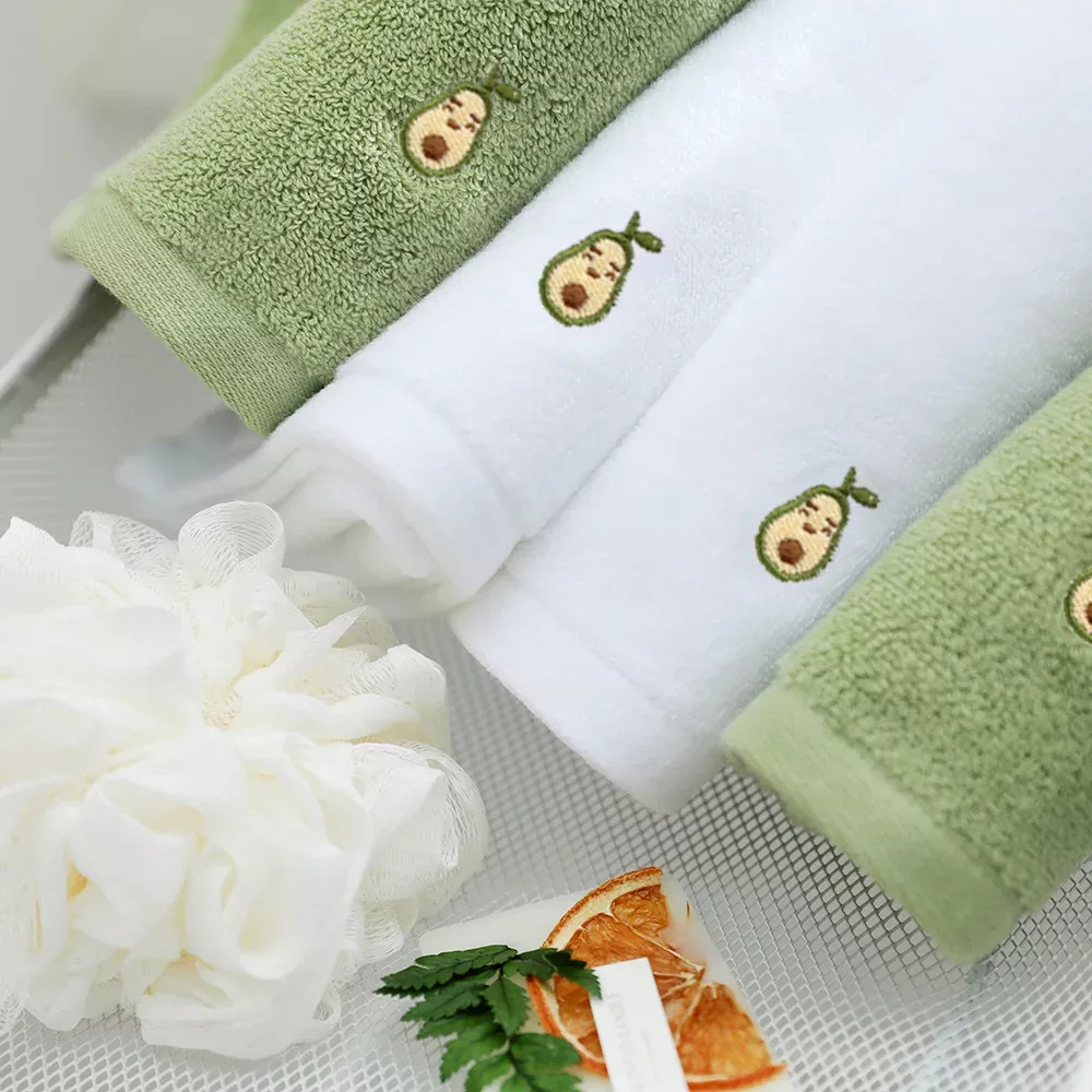 Avocado Embroidered Cotton Face Towel - Image 5
