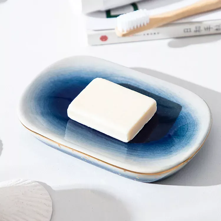 Elegant Blue Starry Sky Ceramic Bathroom Set - Image 7