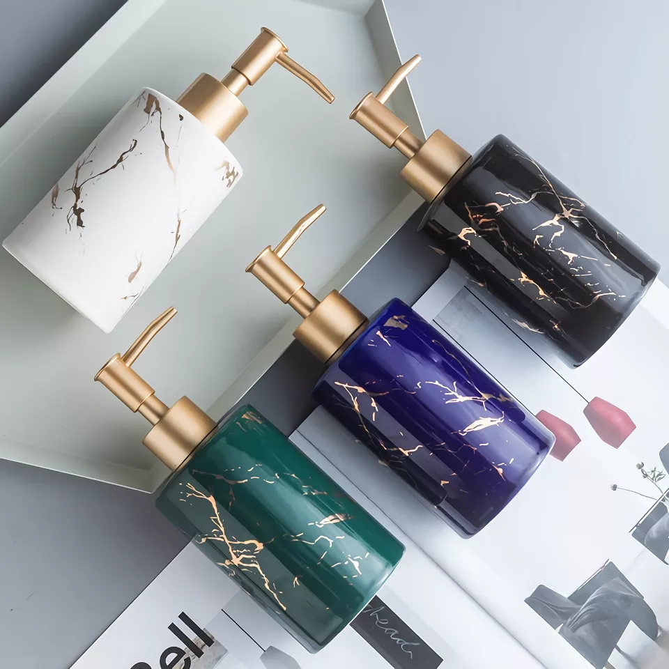 Marbled Ceramic Hand Sanitizer Bottle - Stylish Lotion Dispenser - Image 3