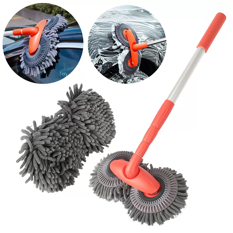 3-Section Telescopic Car Wash Mop with Double Brush Head for Roof & Windows - Image 6