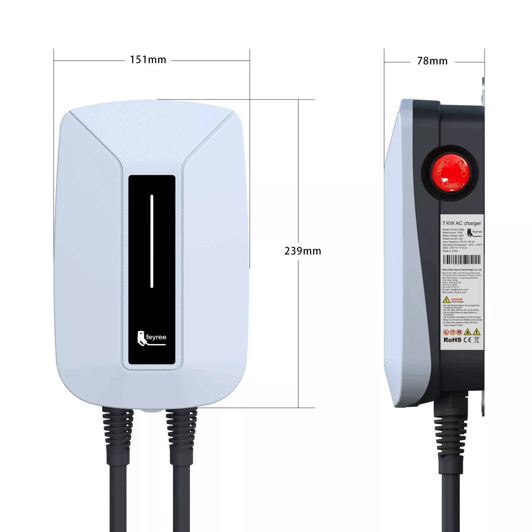 32A EV Charger Type 2 Plug 7kW Wallbox with 16 ft Cable - Fast & Safe Charging - Image 7