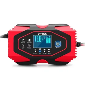12V 6A Smart Pulse Repair Battery Charger with LCD Display for Cars & Motorcycles