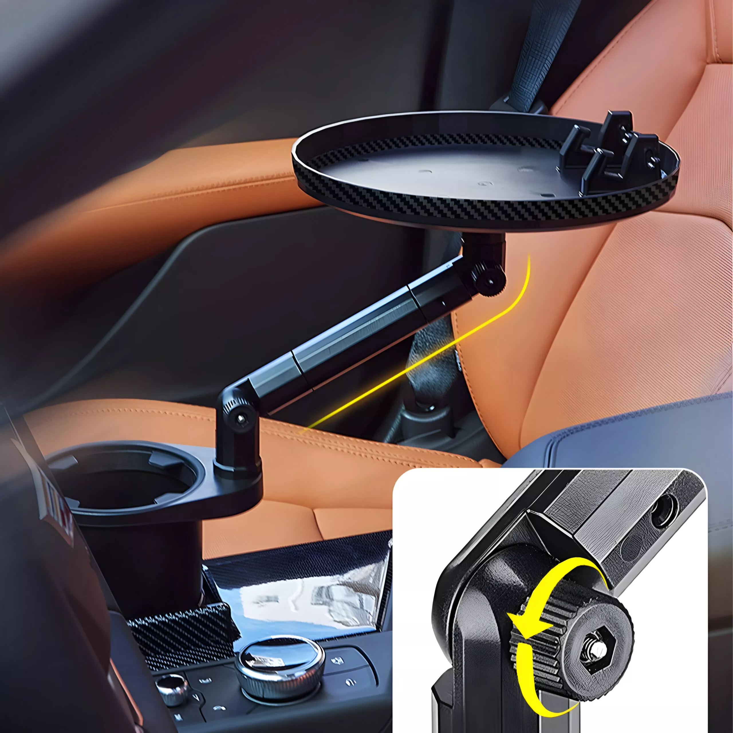 Portable Adjustable Car Cup Holder and Meal Tray with Expanded Table Design - Image 4