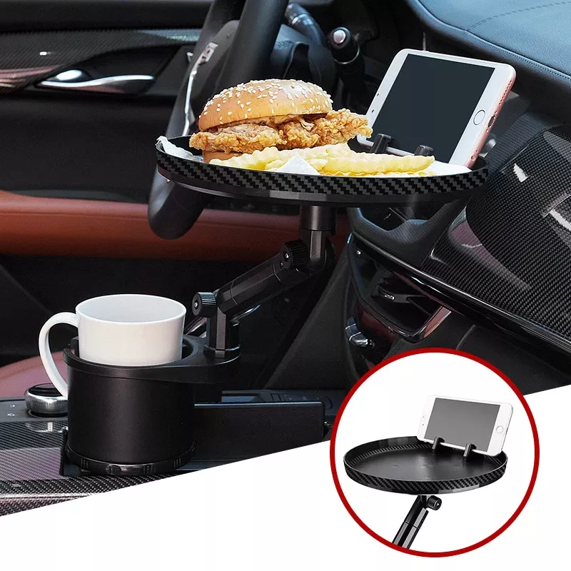 Portable Adjustable Car Cup Holder and Meal Tray with Expanded Table Design - Image 3