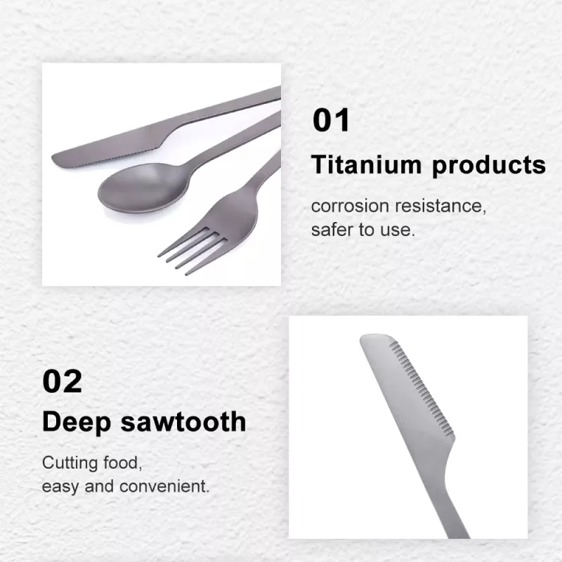 Ultralight Titanium Spoon Fork Knife Set - Image 4