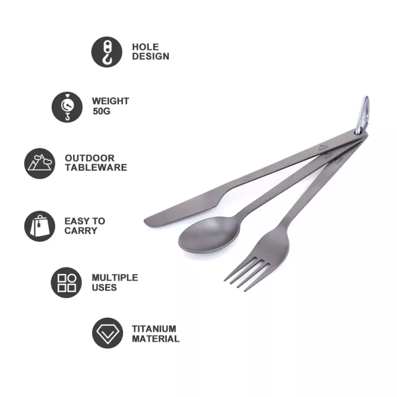 Ultralight Titanium Spoon Fork Knife Set - Image 2