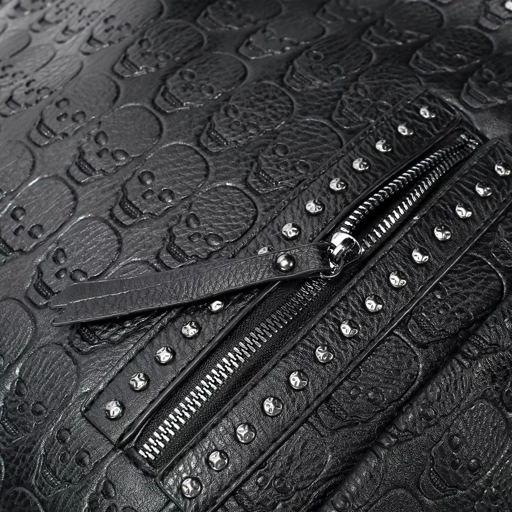 Women’s Large Capacity Black Skull Tote Bag with Crossbody Option - Image 8