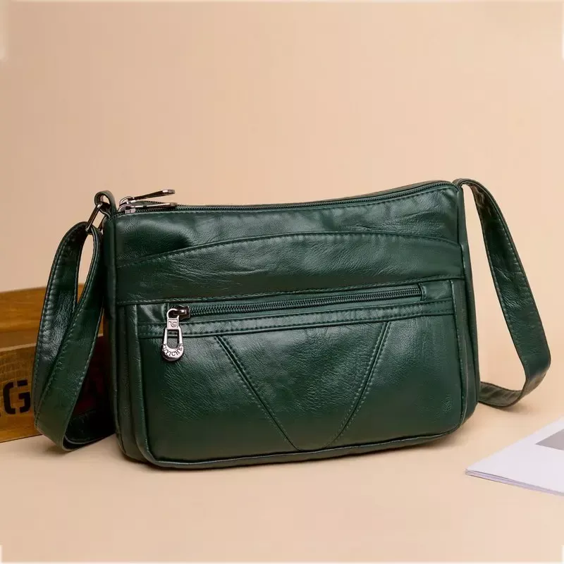 Elegant Vintage PU Leather Shoulder Bag with Multiple Pockets - Image 5