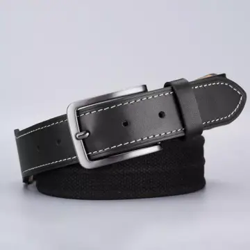 Classic Men's Canvas Tactical Belt with Leather Tip