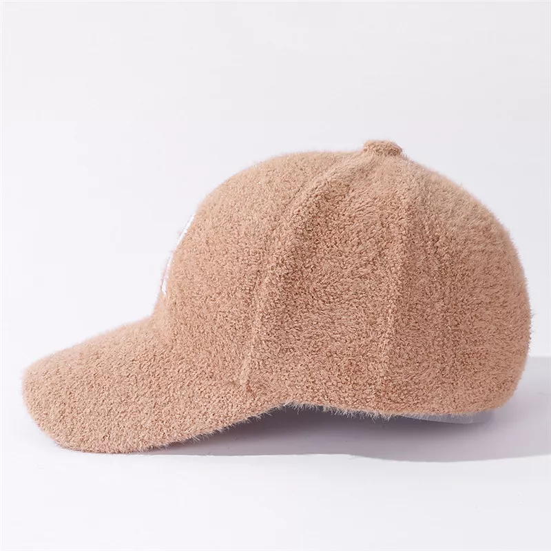 Cozy Winter Letter Embroidery Baseball Cap – Warm Casual Mink Plush Hat - Image 4