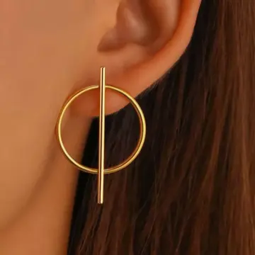 Exaggerated Gold Circle Stud Earrings for Women