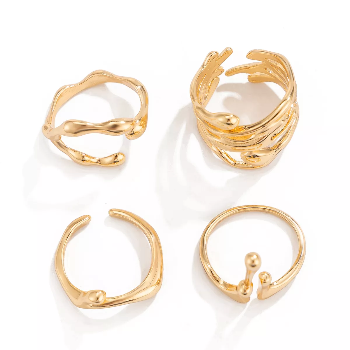 4-Piece Vintage Adjustable Gothic Lava Rings Set - Image 6